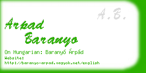 arpad baranyo business card